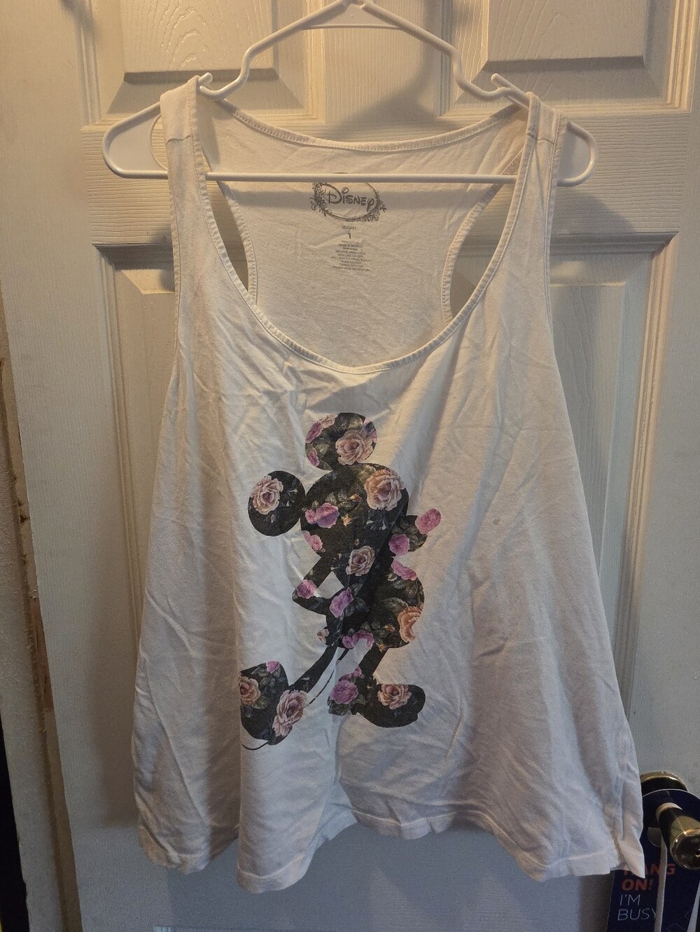 Disney White Tank Top with Floral Mickey Silhouette Torrid 1